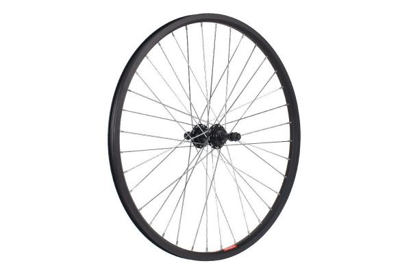 Колесо 24" MTB, заднее, двойной обод DH18, алюминиевый сплав, черная втулка под резьбовой диск, FR-09R DISC 36H на гайках , под диск 36 спиц Колесо 24" MTB, заднее, двойной обод DH18, алюминиевый сплав, черная втулка под резьбовой диск, FR-09R DISC 36H на гайках , под диск 36 спиц